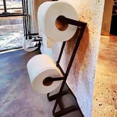 Porta Papel Higiênico De Chão Duplo Preto Fosco