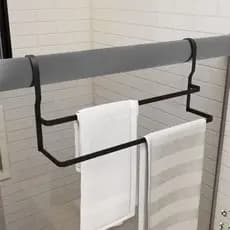 Suporte Duplo Porta Toalha De Box Duplo 50CM Preto Fosco