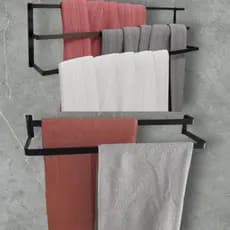 kit toalheiros 2 peças para banheiro preto fosco, toalheiro triplo e toalheiro duplo