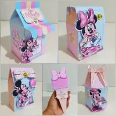 Caixas lembrancinhas de festa personalizadas pegue e monte Minnie confeitaria