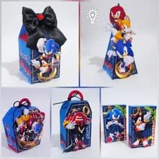 Caixas lembrancinhas de festa personalizadas pegue e monte Sonic 3
