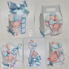 kit festa personalizada chá azul menino pegue monte