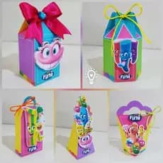 Kit festa lembrancinhas caixas personalizadas balas fini