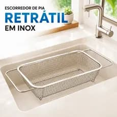 Escorredor de Pia Retrátil em Inox Ajustável Multiuso para Frutas Legumes e Louças Cesto Ajustável para Lavar e Escorrer