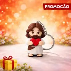 Chaveiro Jesus com Coração Vermelho 3D – Lembrancinha Religiosa Fofa Presente Criativo Católico