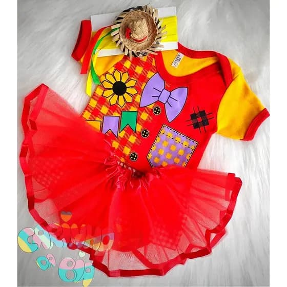 Body Temático Junino para bebê menina - Festa Junina/Julina/Mesversário