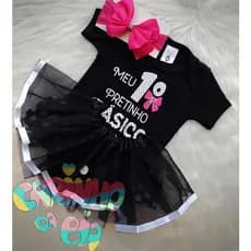 Body mesversário bebê menina "Meu primeito pretinho básico"