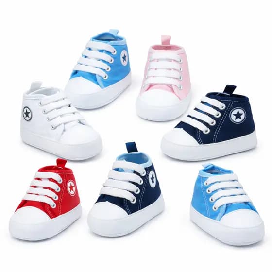 Tênis Sapatinho Tipo All Star Cano Médio Para Bebê 0 a 12 Meses  - Cores Variadas