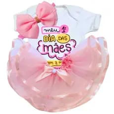 Body de Bebê Meu 1° Dia das Mães Com a Minha Mamãe Menina/Menino