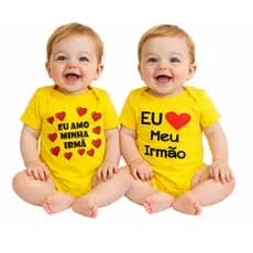Body Bebê Gêmeos -"Eu amo minha irmã/irmão