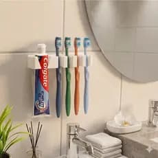 Suporte para Escovas e Pasta de Dente – Organizador de Parede Moderno