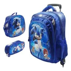 Mochila Escolar Sonic Infantil 3 em 1 Rodinha 3D Promoção
