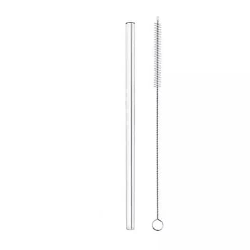 (2 itens) 1 Canudo de vidro reutilizável resistente de borossilicato + 1 escovinha