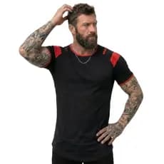 Blusa Camiseta Masculina Detalhe Ombro Longline Malha PV