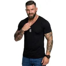 Camiseta Masculina Decote V Modelagem Slimfit Várias Cores P ao G1