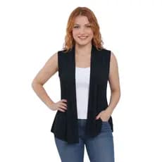 Colete Feminino Sem Manga Aberto Cardigan Viscolycra Casual