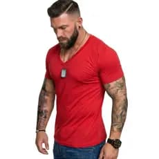 Camiseta Masculina Gola V Cavada Manga Curta Camisa Casual P ao G1