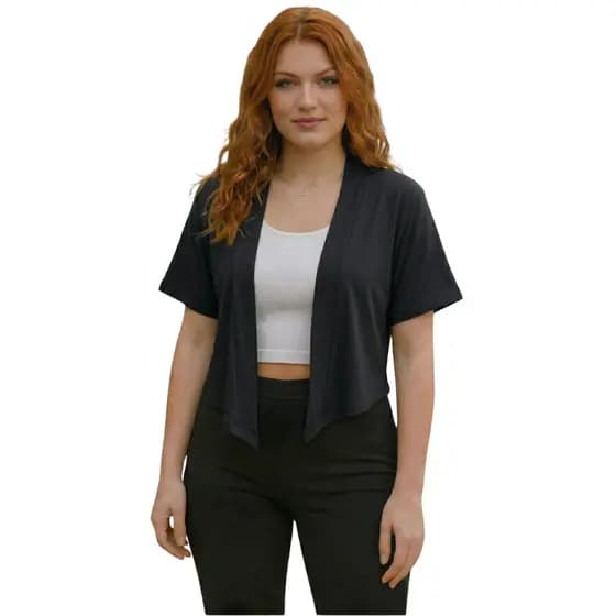Casaquinho Feminino Curto Bolero Colete Cardigan Leve Casual