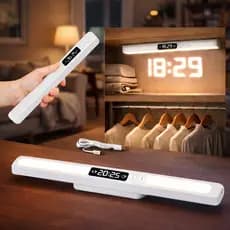 Luminária LED Bastão Magnético Relógio Digital Touch 3 Cores Recarregável Sem Fio Luz De Leitura Mesa Escritório Top