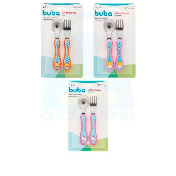 Kit Talher Infantil Animal Fun Buba Garfo Colher Bebê Inox