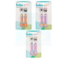 Kit Talher Infantil Animal Fun Buba Garfo Colher Bebê Inox