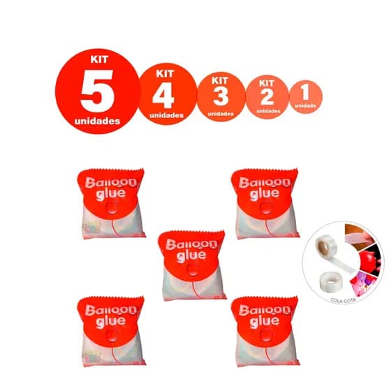 Kit Fitas Gota Adesiva Cola Para Balão Bexiga Fita Com 100 Adesivos Pontos 1/2/3/4/5 Unidades