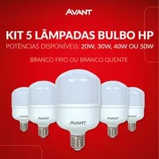 Kit 5 Lâmpadas Led Bulbo Alta Potencia 20w  30w 40w e 50w 6500k Luz Branca Bivolt 110v/220v Avant