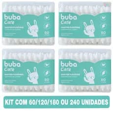 Kit Cotonetes Hastes Flexíveis Buba Infantil Para Bebês Com 60 120 180 ou 240 Unidades