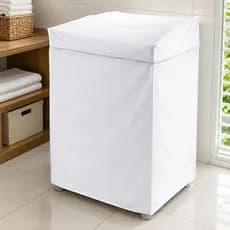 Capa Máquina Lavar Roupas Pvc Branco Abertura Superior