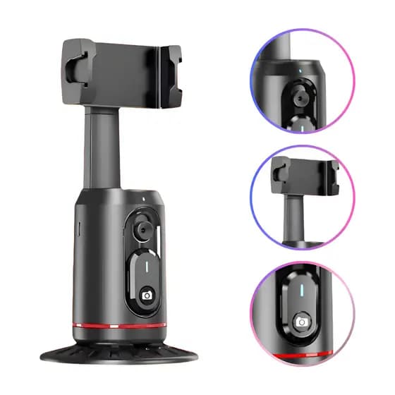 Gimbal Suporte Celular 360 Rastreamento Facial Inteligente Cor Preto