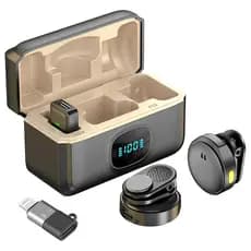 Microfone de Lapela Sem Fio com Cancelamento de Ruido Profissional para iPhone e Android Bluetooth