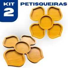 Kit C/ 2 Petisqueira Gamela Fomato de Flor 5 Divisorias - Para Servir Petiscos - Churrasco - Frios - Fundue
