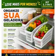 Organizador de Geladeira Guarde Frutas, Legumes C\Praticidade | Cesto Multiuso P Despensa l Resistente Fácil de Limpar
