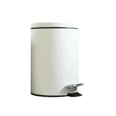 Lixeira Com Pedal Multifuncional em Aço Inox Redonda Branca