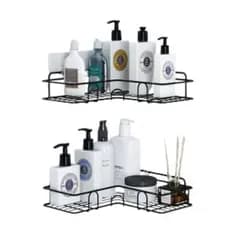 Kit 2 Peças Prateleira Aramada Canto Banheiro Organizadora Multiuso Shampoo Condicionador