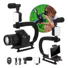 Kit Produção Vídeo Estabilizador Celular Câmera Luz Controle