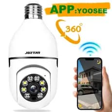 Jortan Câmera Segurança ip Wifi  Sem fio lampada bocal E27 visão noturna Yoosee
