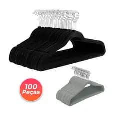 Kit 100 Cabides De Veludo Slim Ultra Finos Antideslizante