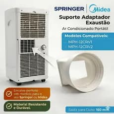 Suporte Conector Exaustão para Ar Condicionado Portátil Springer Midea MPH-12CRV1, MPH-12CRV2