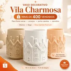 Vaso Decorativo Vila Charmosa Para Flores Secas Arranjos Porta Canetas Utensilios Mesa Decoração