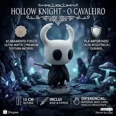 Hollow Knight O Cavaleiro 15cm Colecionável PLA Premium Com Base e Espada
