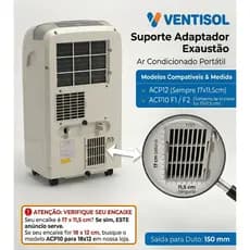 Suporte Adaptador Exaustão Ventisol ACP12 / ACP10 F1 F2  encaixe 17x11,5 p/ Duto 150mm