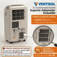 Suporte Adaptador Ar Condicionado Portatil Ventisol ACP10 F1 F2 18x12cm p/ Duto 150mm ABS