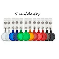 kit 5 Porta Crachás retrátil Roller clips nylon presilha metálica alça plástica com botão