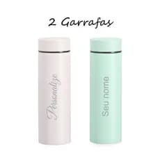 kit 2 Mini Garrafas Térmica 240 ml personalizada garrafinha ideal para lancheira/bolsa pequena
