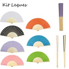 kit 20 Leques de Papel detalhes em plástico elegante refrescante leve decorativo brindes