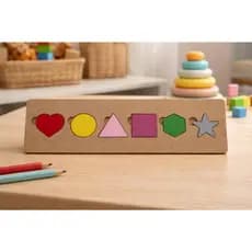 Tabuleiro Formas Geometricas em MDF Colorido 30cm Educativo Criança