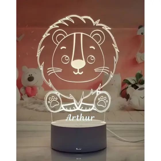 Luminária de Mesa LED Decoração de Quarto Infantil Nome Personalizado