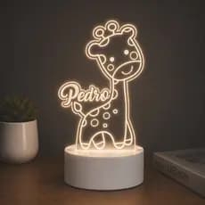 Luminária 3D Led Infantil Safari Abajur de Mesa Criança Luz Noturna Aconchegante Com Cabo USB