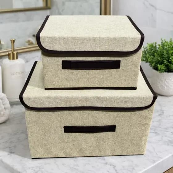 Kit Caixas Organizadora Banheiro Quarto Tecido TNT Dobrável Guardar Cosmesticos Toalha Brinquedos